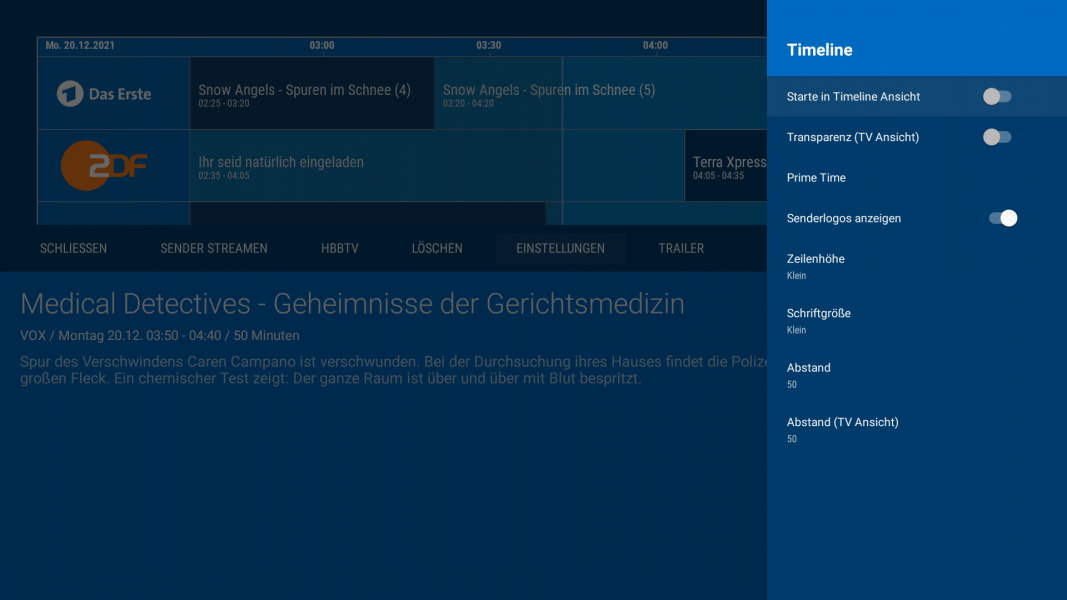EPG mit Aufnahme