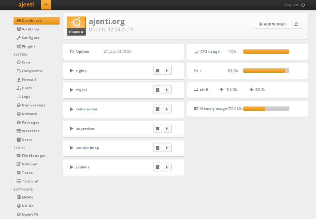 Ajenti Dashboard Ajenti Dashboard