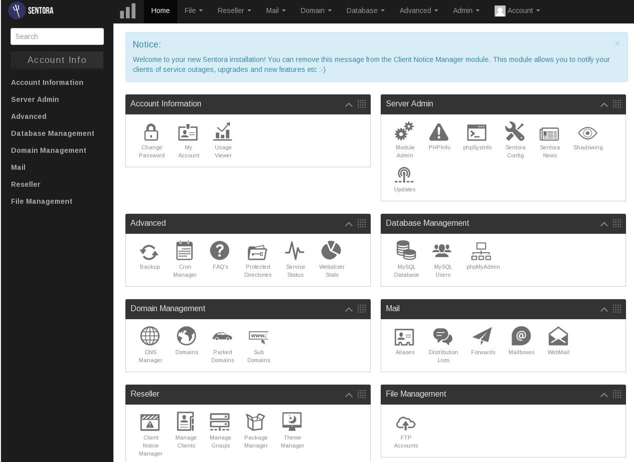 Sentora Admin Panel Sentora Admin Panel